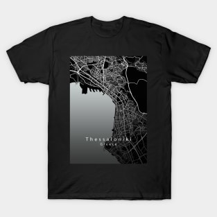 Thessaloniki Greece City Map dark T-Shirt